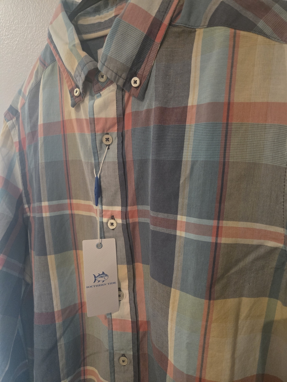 Southern Tide Plaid Button-Down Shirt in Green, Yellow & Blue